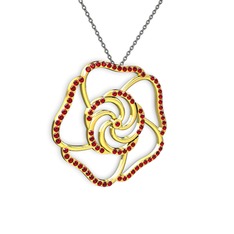 Garnet 14 ayar altın kolye (40 cm gümüş rolo zincir)