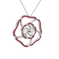 Taşlı Gül Kolye - Garnet 925 ayar gümüş kolye (40 cm gümüş rolo zincir) #7g4hva