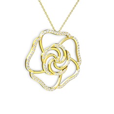 Taşlı Gül Kolye - Swarovski 8 ayar altın kolye (40 cm altın rolo zincir) #7wqw71
