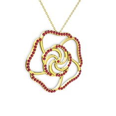 Taşlı Gül Kolye - Rodolit garnet 8 ayar altın kolye (40 cm altın rolo zincir) #im9yzi