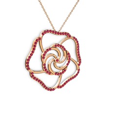 Taşlı Gül Kolye - Rodolit garnet 925 ayar rose altın kaplama gümüş kolye (40 cm rose altın rolo zincir) #j7w5mz