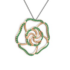 Taşlı Gül Kolye - Yeşil kuvars 8 ayar rose altın kolye (40 cm gümüş rolo zincir) #lozphy