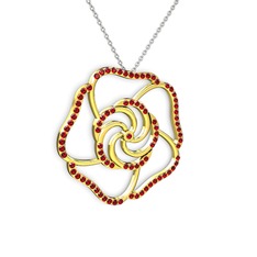 Garnet 18 ayar altın kolye (40 cm beyaz altın rolo zincir)