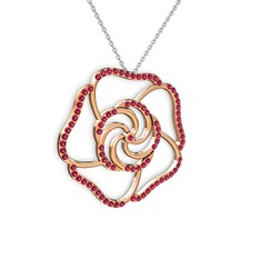 Taşlı Gül Kolye - Rodolit garnet 8 ayar rose altın kolye (40 cm beyaz altın rolo zincir) #mkig9j