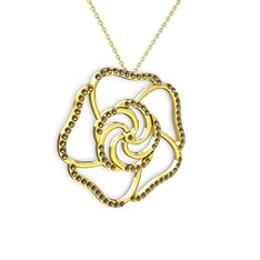 Taşlı Gül Kolye - Dumanlı kuvars 8 ayar altın kolye (40 cm gümüş rolo zincir) #ofeoyx