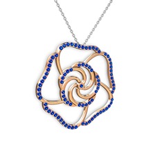 Taşlı Gül Kolye - Lab safir 925 ayar rose altın kaplama gümüş kolye (40 cm gümüş rolo zincir) #ulqf4s