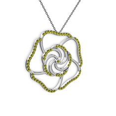 Peridot 925 ayar gümüş kolye (40 cm gümüş rolo zincir)