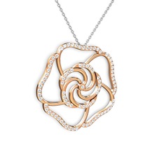 Taşlı Gül Kolye - Swarovski 925 ayar rose altın kaplama gümüş kolye (40 cm beyaz altın rolo zincir) #yrie7l