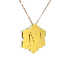 Valdis Harf Kolye - 8 ayar altın kolye (40 cm rose altın rolo zincir) #1l5jwve