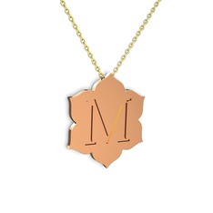 18 ayar rose altın kolye (40 cm gümüş rolo zincir)