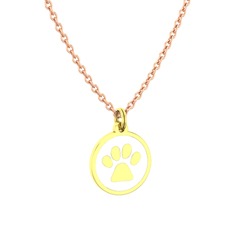 18 ayar altın kolye (Beyaz mineli, 40 cm rose altın rolo zincir)