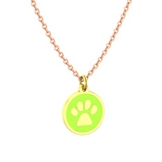 Mineli Pati Kolye - 8 ayar altın kolye (Açık yeşil mineli, 40 cm rose altın rolo zincir) #1bpbdma