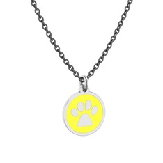 8 ayar beyaz altın kolye (Sarı mineli, 40 cm gümüş rolo zincir)