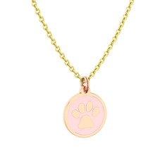 Mineli Pati Kolye - 18 ayar rose altın kolye (Pastel pembe mineli, 40 cm altın rolo zincir) #1jju8e3