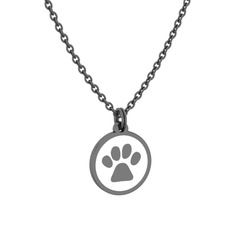 Mineli Pati Kolye - 925 ayar siyah rodyum kaplama gümüş kolye (Beyaz mineli, 40 cm gümüş rolo zincir) #1mtl7rf