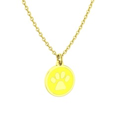 Mineli Pati Kolye - 18 ayar altın kolye (Sarı mineli, 40 cm altın rolo zincir) #1pkgfw7