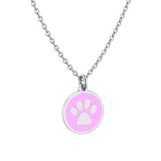Mineli Pati Kolye - 925 ayar gümüş kolye (Pembe mineli, 40 cm beyaz altın rolo zincir) #1w016hf