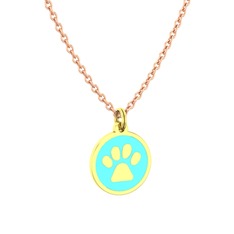 Mineli Pati Kolye - 8 ayar altın kolye (Turkuaz mineli, 40 cm rose altın rolo zincir) #1wk1kdy