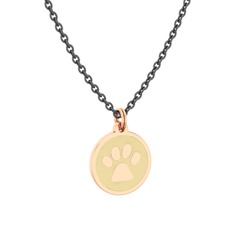 Mineli Pati Kolye - 14 ayar rose altın kolye (Ekru mineli, 40 cm gümüş rolo zincir) #1ycx1ak