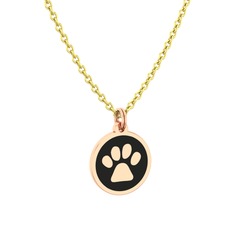 Mineli Pati Kolye - 18 ayar rose altın kolye (Siyah mineli, 40 cm altın rolo zincir) #2o3zqz