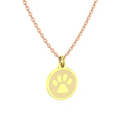 Mineli Pati Kolye - 14 ayar altın kolye (Ekru mineli, 40 cm rose altın rolo zincir) #6bgrii