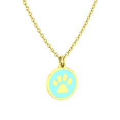 8 ayar altın kolye (Pastel mavi mineli, 40 cm altın rolo zincir)