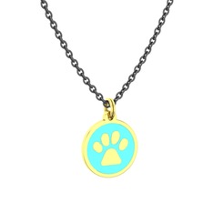 18 ayar altın kolye (Turkuaz mineli, 40 cm gümüş rolo zincir)