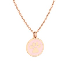 Mineli Pati Kolye - 925 ayar rose altın kaplama gümüş kolye (Pastel pembe mineli, 40 cm gümüş rolo zincir) #dk2pj5