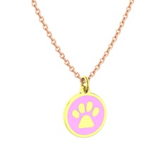 Mineli Pati Kolye - 14 ayar altın kolye (Pembe mineli, 40 cm rose altın rolo zincir) #lpm2zh