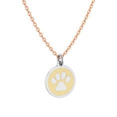 925 ayar gümüş kolye (Ekru mineli, 40 cm rose altın rolo zincir)