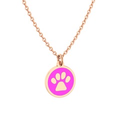 Mineli Pati Kolye - 925 ayar rose altın kaplama gümüş kolye (Neon pembe mineli, 40 cm gümüş rolo zincir) #vn4bo0