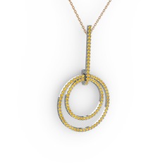 Gabriella Halka Kolye - Sitrin 925 ayar gümüş kolye (40 cm rose altın rolo zincir) #10taywx