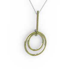 Gabriella Halka Kolye - Peridot 8 ayar beyaz altın kolye (40 cm beyaz altın rolo zincir) #11keazf