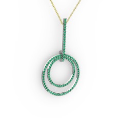Gabriella Halka Kolye - Yeşil kuvars 8 ayar beyaz altın kolye (40 cm altın rolo zincir) #16psoha