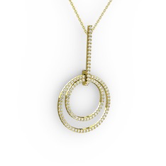 Gabriella Halka Kolye - Pırlanta 925 ayar altın kaplama gümüş kolye (1.199 karat, 40 cm altın rolo zincir) #17lvvux