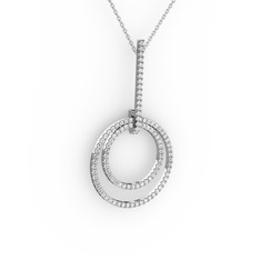 Gabriella Halka Kolye - Beyaz zirkon 18 ayar beyaz altın kolye (40 cm gümüş rolo zincir) #185uigf