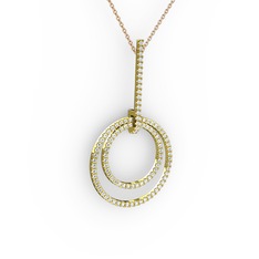 Swarovski 14 ayar altın kolye (40 cm rose altın rolo zincir)
