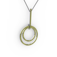 Gabriella Halka Kolye - Peridot 18 ayar beyaz altın kolye (40 cm gümüş rolo zincir) #1c86ark