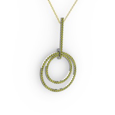 Gabriella Halka Kolye - Peridot 14 ayar beyaz altın kolye (40 cm gümüş rolo zincir) #1fhhy7e