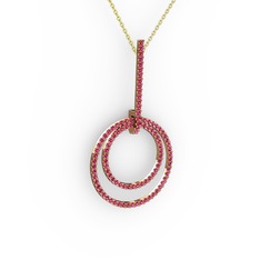 Gabriella Halka Kolye - Rodolit garnet 14 ayar rose altın kolye (40 cm altın rolo zincir) #1hyqfaa