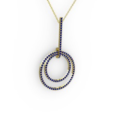 Lab safir 18 ayar altın kolye (40 cm altın rolo zincir)