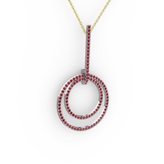 Garnet 14 ayar beyaz altın kolye (40 cm altın rolo zincir)