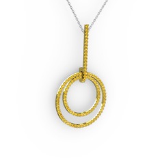 Sitrin 14 ayar altın kolye (40 cm beyaz altın rolo zincir)