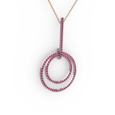 Gabriella Halka Kolye - Rodolit garnet 14 ayar beyaz altın kolye (40 cm rose altın rolo zincir) #2tkxd0