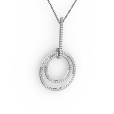 Gabriella Halka Kolye - Swarovski 18 ayar beyaz altın kolye (40 cm gümüş rolo zincir) #3ezfs