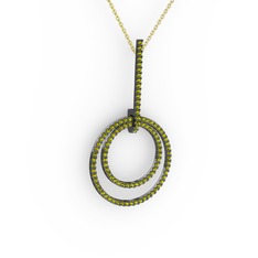 Gabriella Halka Kolye - Peridot 925 ayar siyah rodyum kaplama gümüş kolye (40 cm altın rolo zincir) #51nw59