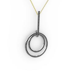 Gabriella Halka Kolye - Siyah zirkon 8 ayar beyaz altın kolye (40 cm altın rolo zincir) #6lgo95