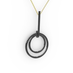 Gabriella Halka Kolye - Siyah zirkon 925 ayar siyah rodyum kaplama gümüş kolye (40 cm gümüş rolo zincir) #7v3cx2