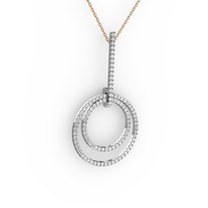 Gabriella Halka Kolye - Pırlanta 18 ayar beyaz altın kolye (1.199 karat, 40 cm rose altın rolo zincir) #80k07l