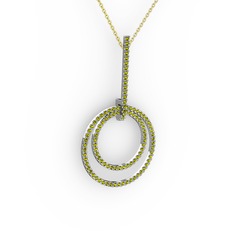 Gabriella Halka Kolye - Peridot 18 ayar beyaz altın kolye (40 cm altın rolo zincir) #9kxdd8